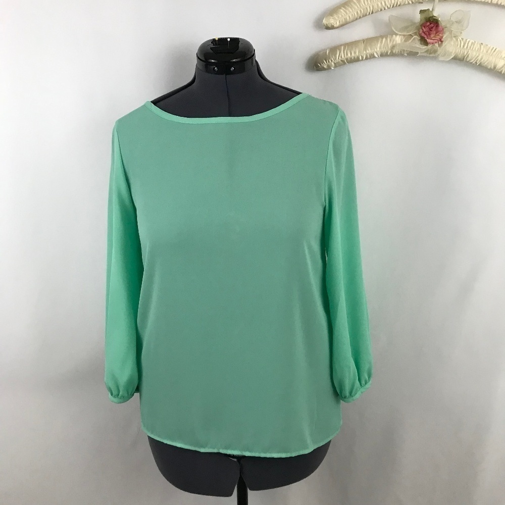 Coveted Clothing Sea Foam Green Sheer Blouse Top